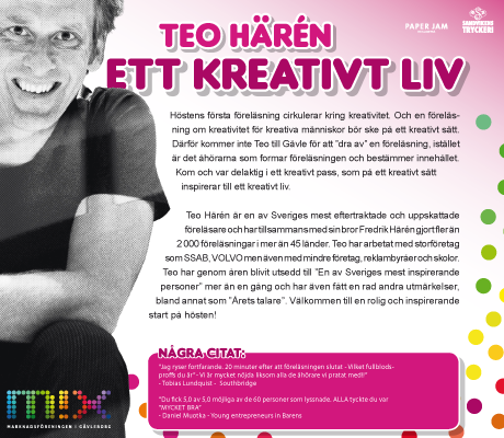 Teo H&auml;r&eacute;n f&ouml;rel&auml;ser "Ett kreativt liv" hos MIX 31/8