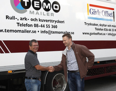 Karl-Gunnar Forsberg, Temo Mailer, och Martin Hedberg, G&auml;vle Offset, &auml;r entusiastiska och n&ouml;jda &ouml;ver det nya samarbetet.