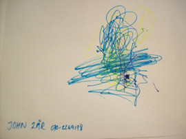 John 2 år: "Dans med färgpensel."