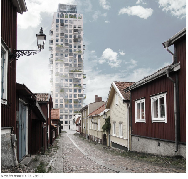 Tornet från Övre Bergsgatan. Bild: 2BK Arkitekter
